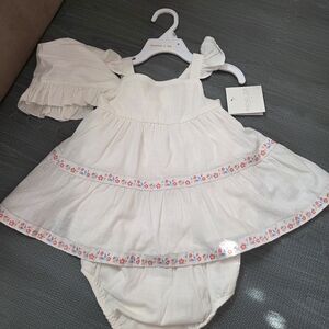 Rachel Zoe Cream Floral-Trim Sundress & Bloomers Set